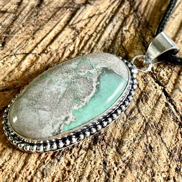 Teal Green Variscite- Utahlite Pendant 1 7/8” - Picture 9 of 16